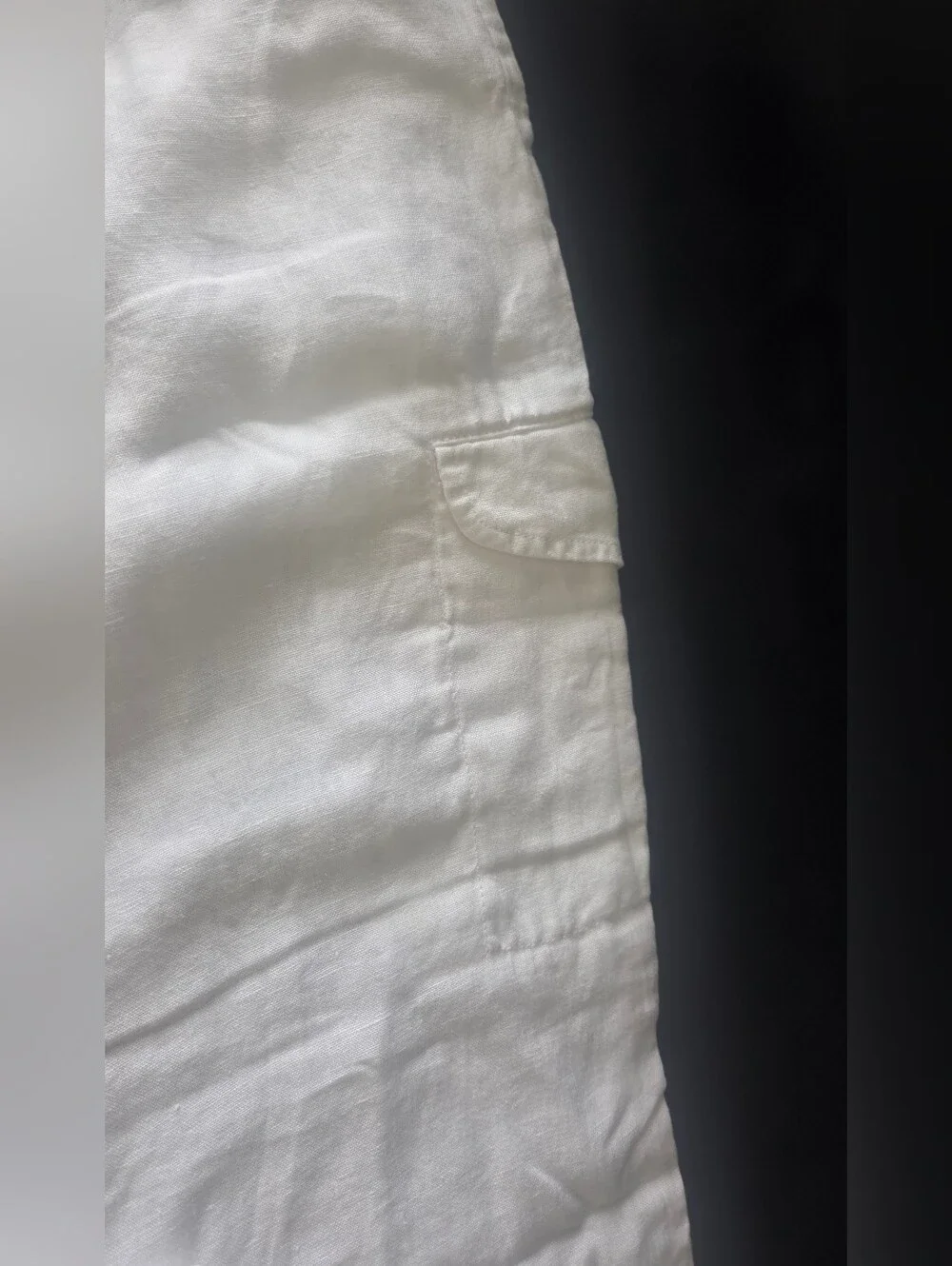 Caribbean Cargo Pants Mens 34X34 White 100% Linen Straight Leg Utility Gorpcore